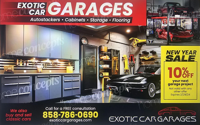 Home Concepts Ad for Exotic Car Garages